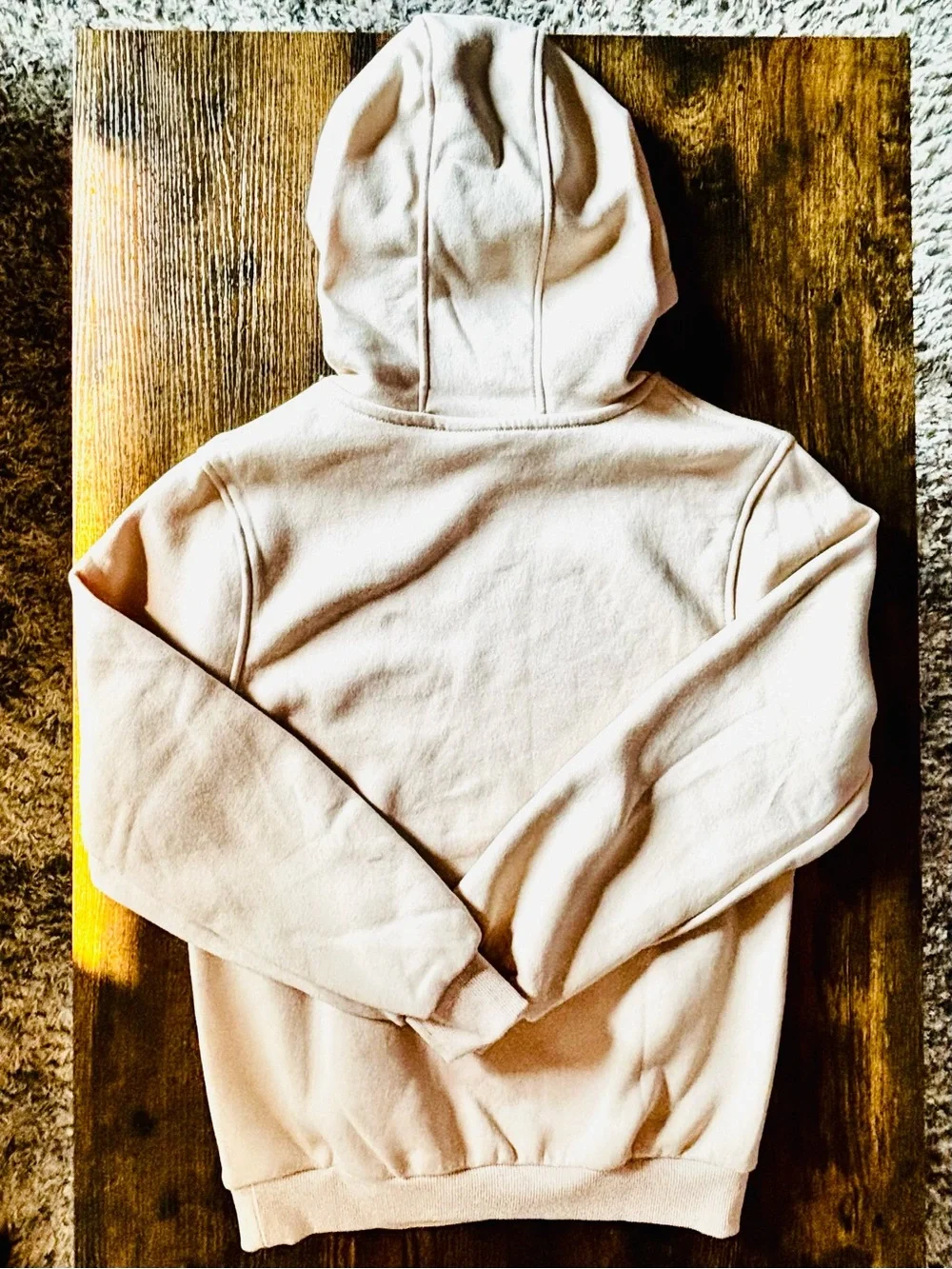 Nike Creamy Tan Pullover Hoodie with Embroidered White Nike Swoosh  Kids Large